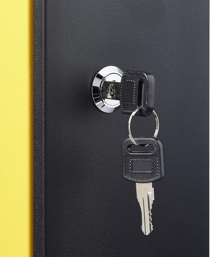 Wall Mounted Lockable Steel Letterbox Black-Yellow DIN A4 Slot Weatherproof