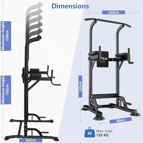 Adjustable Power Tower Dip Station Pull Up Bars Home Gym Rack