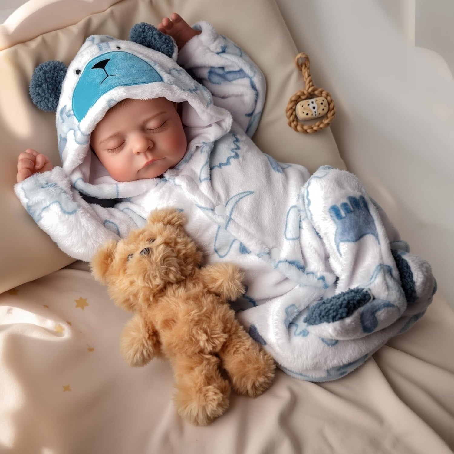20in Reborn Baby Doll Boy Sleeping Eyes Closed Soft Cloth Body