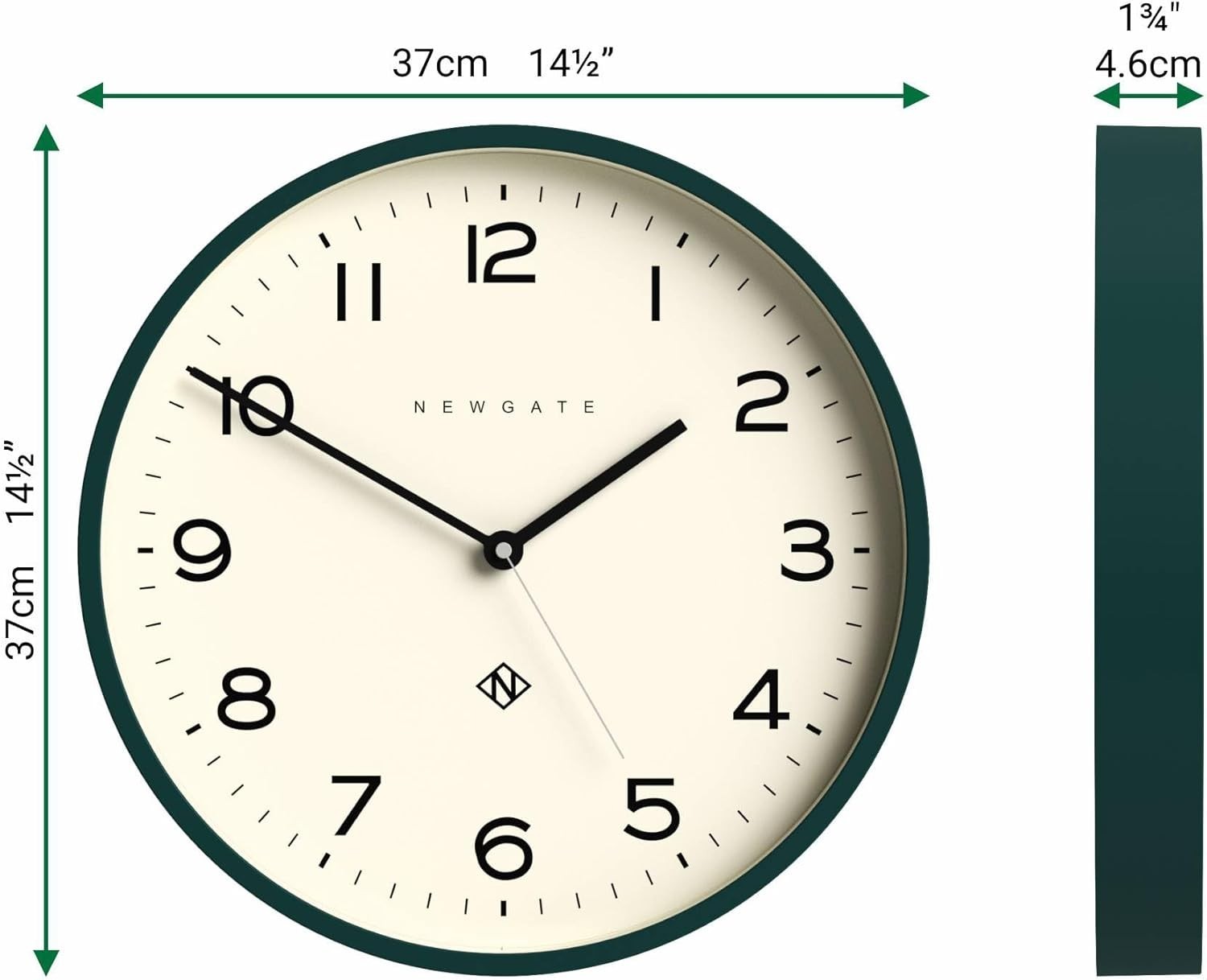 Modern Large Round Wall Clock 37cm | Quiet Battery Operated | Kitchen Office