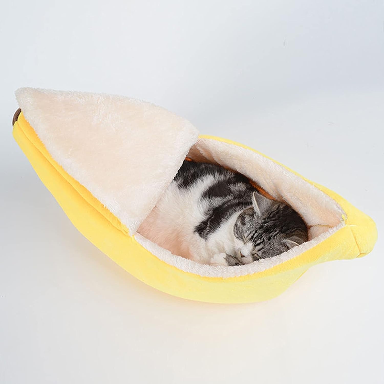 Banana Cat Bed Soft Plush Pet Cave House Warm Puppy Kitten Nest