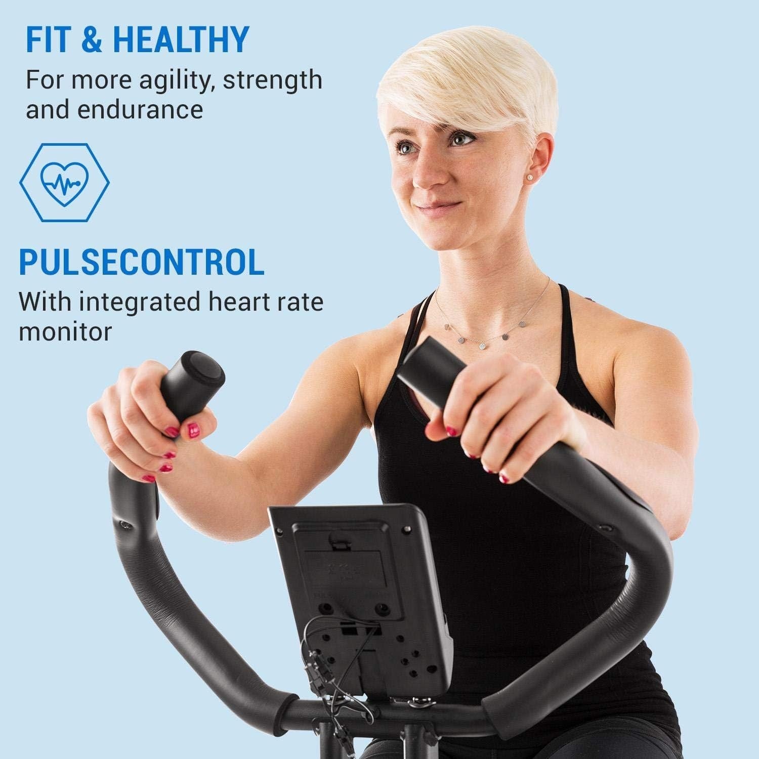 Foldable Magnetic Exercise Bike w/ LCD, 8 Levels, Pulse Sensor & Tablet Holder