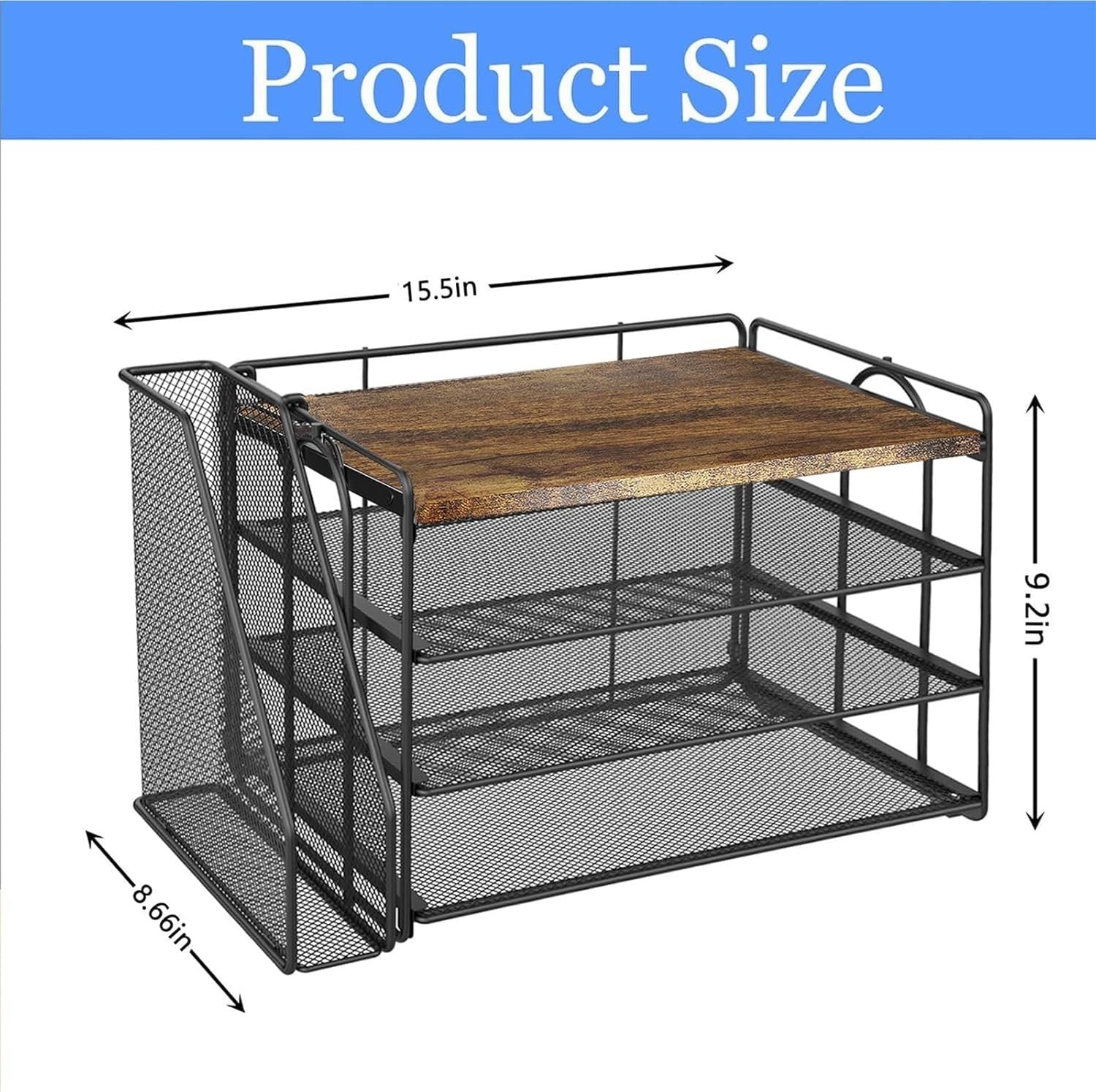 4-Tier Desk Organizer with Magazine Holder | File & Paper Storage Rack