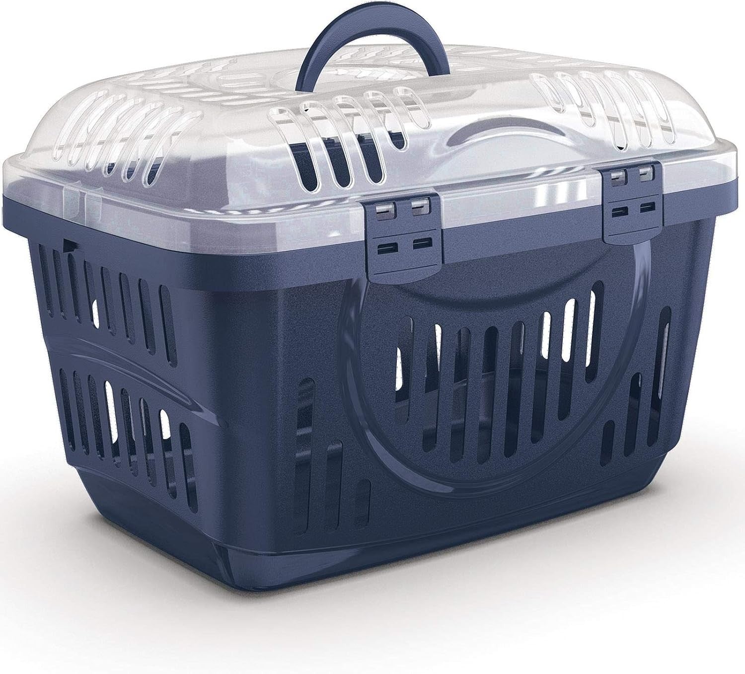 Grey Pet Carrier with Transparent Lid | Small Dog Cat Crate Travel Box Cage