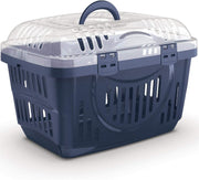 Grey Pet Carrier with Transparent Lid | Small Dog Cat Crate Travel Box Cage