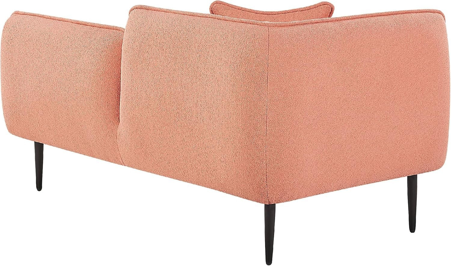 Peach Pink Boucle Left Hand Chaise Lounge Recliner Metal Legs with Cushion