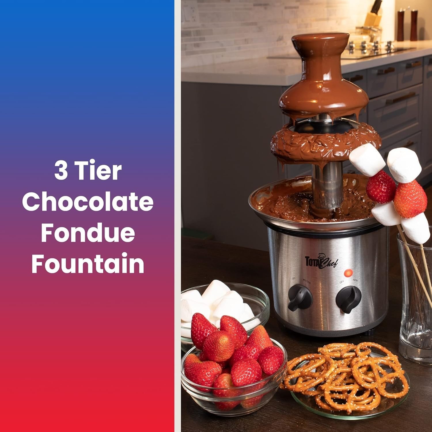 3 Tier Chocolate Fountain Fondue Machine 680g Electric Party Melter