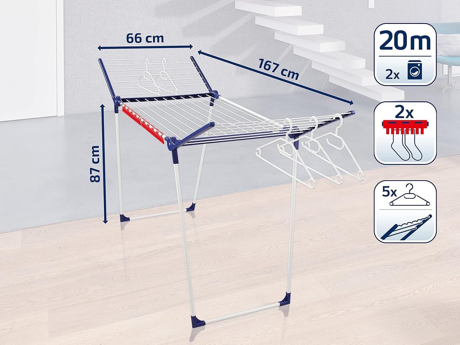 Large 20m Clothes Airer Folding Laundry Drying Rack Indoor Outdoor Hangers