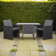 3 Piece Rattan Cube Bistro Set Patio Table Chairs Space Saving Balcony Dining