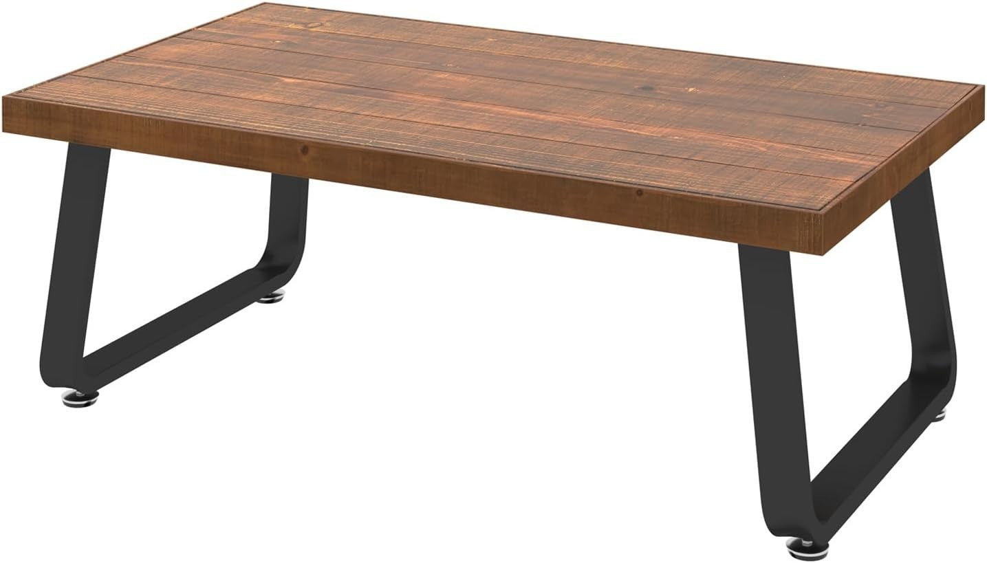 Rustic Wood Coffee Table 100CM – Industrial Metal Frame, Thick Top