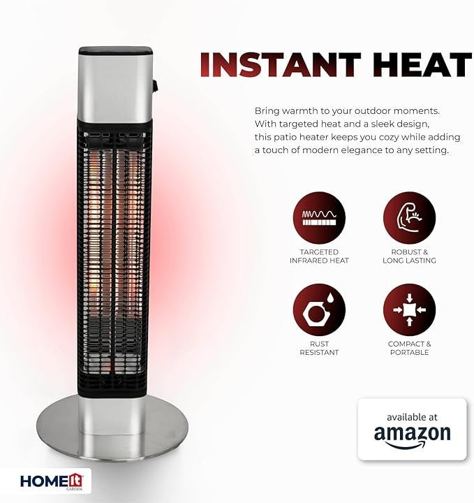 Outdoor Infrared Patio Heater 1200W Freestanding Waterproof Safe Compact