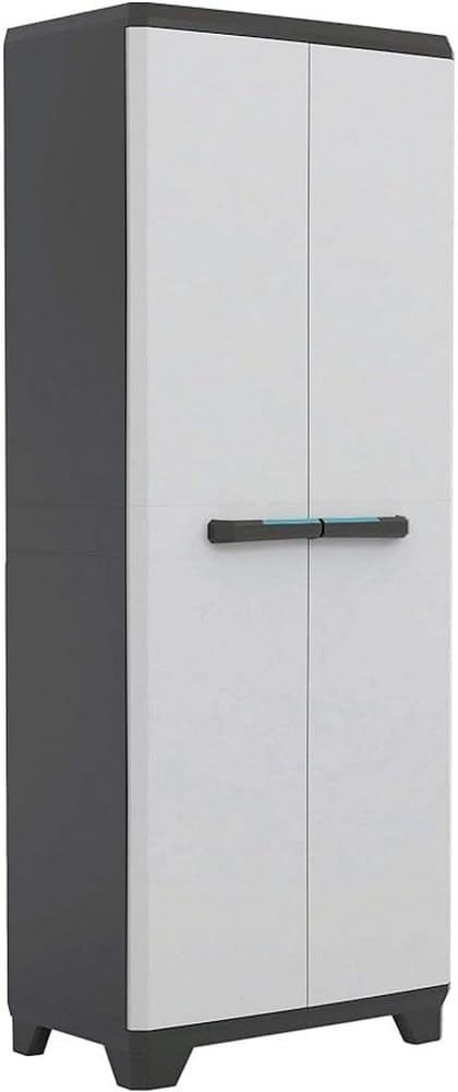 Tall Plastic Utility Cupboard with Adjustable Shelves for Garage Storage