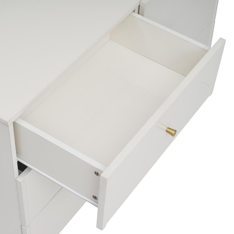 Cream White 6 Drawer Chest Modern Sideboard Cabinet Arched Front Storage