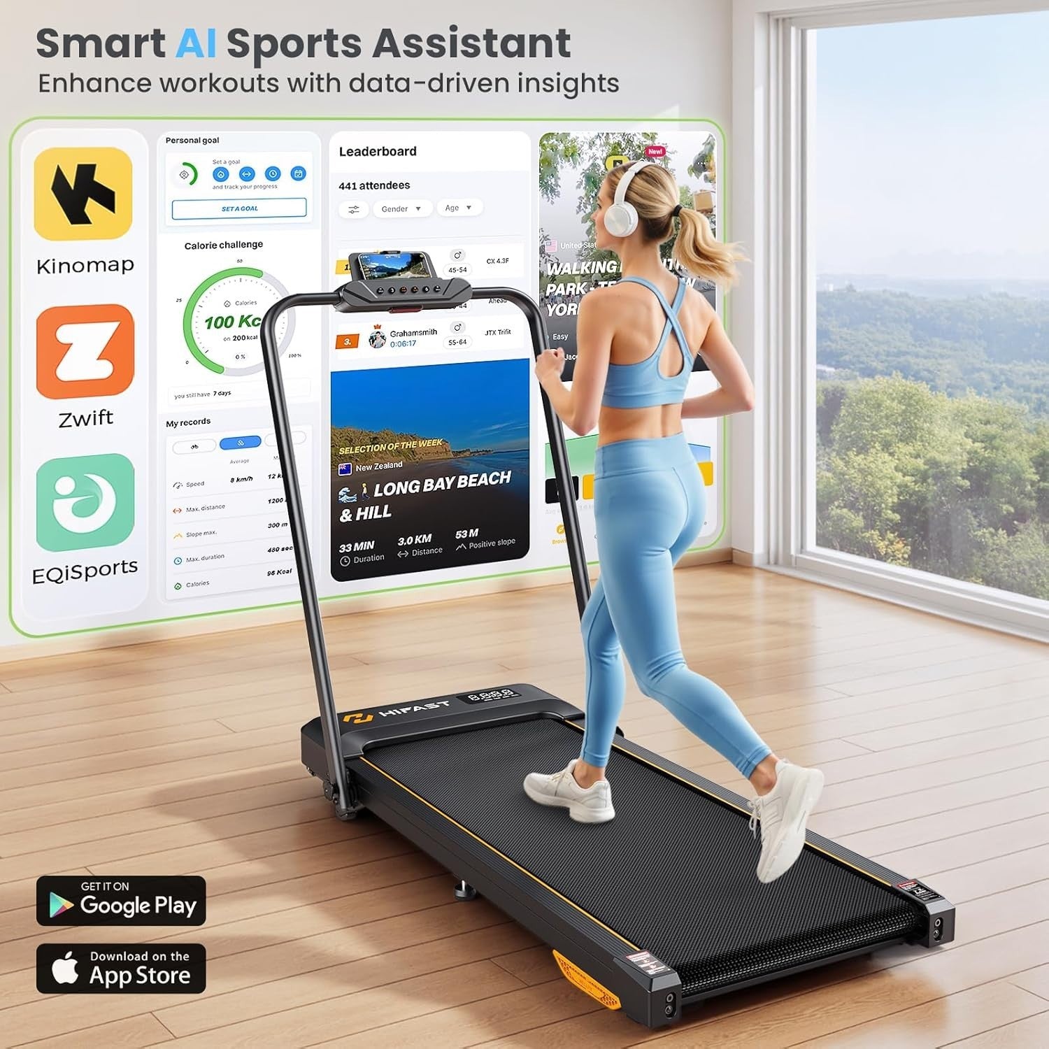 Foldable Walking Pad Treadmill 8% Incline 1-12km/h Quiet Home Gym