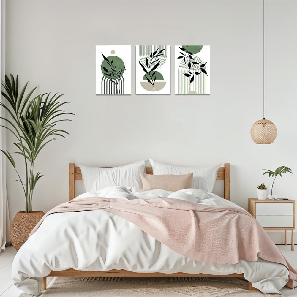 Boho Canvas Wall Art Set of 3 Nature Pattern Prints 40x30cm