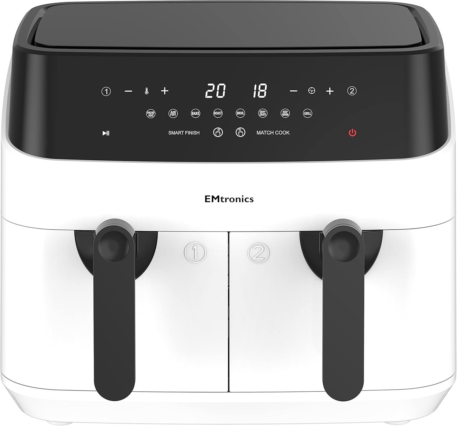 White Dual Air Fryer Set 9L Double Drawer + 6.3L Grill Temp Probe 60m