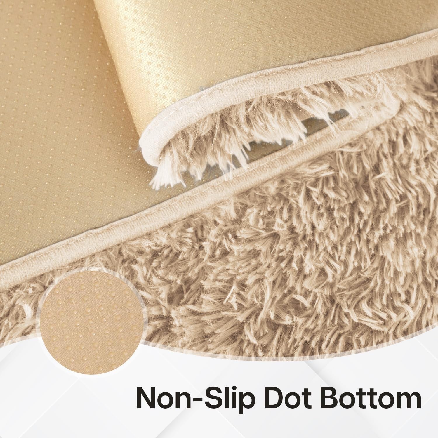Beige Shaggy Area Rugs Set 2pcs 120x170cm Super Soft Non Slip Bedroom Rugs