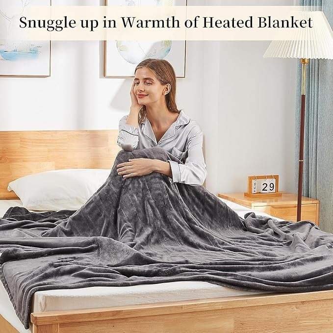Electric Heated Throw Blanket 130x180cm Faux Fur Flannel 6 Heat Levels