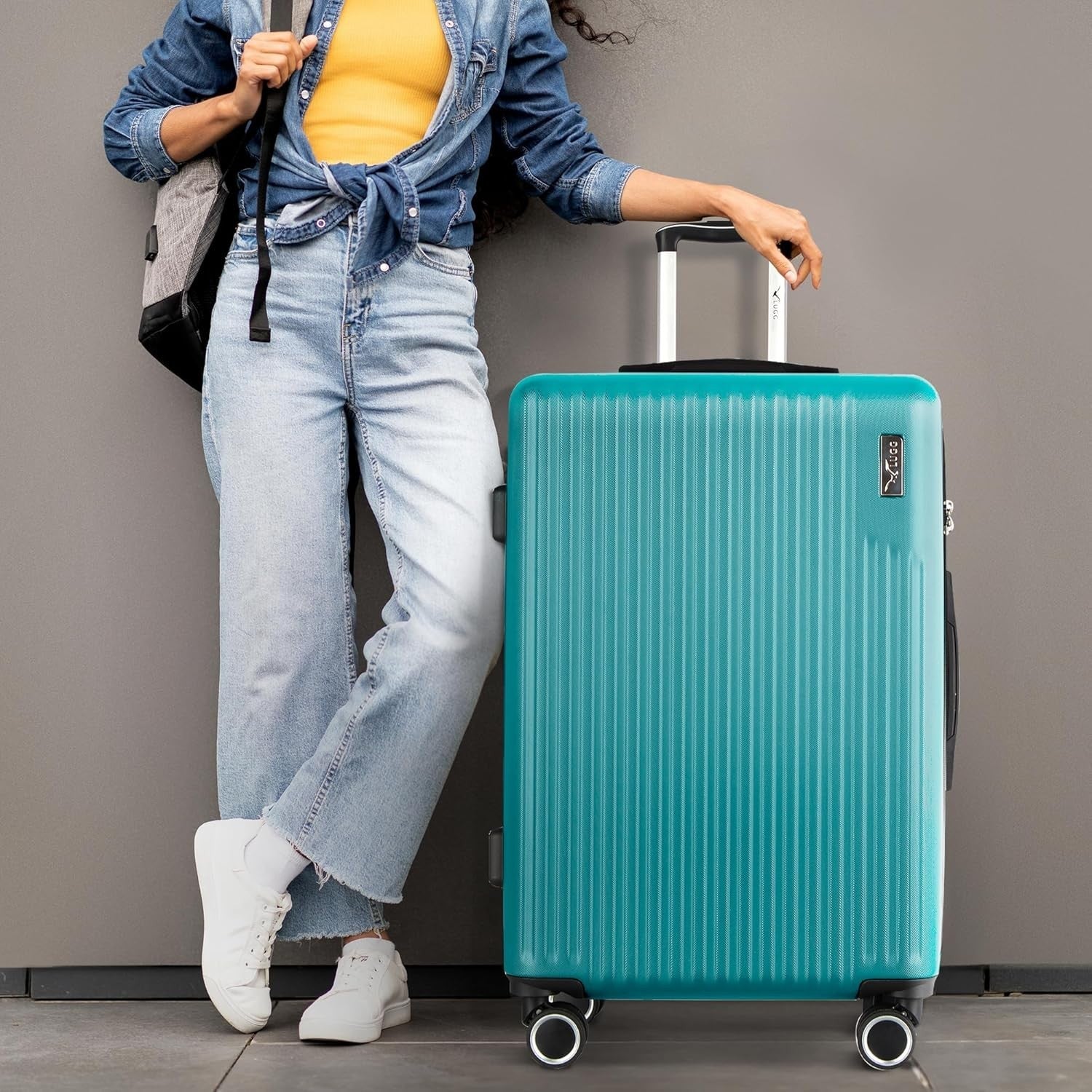 28in Large Check In Suitcase ABS Hard Shell TSA Lock 360 Spinner Wheels