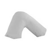 V Shaped Pregnancy Pillow Duck Feather Support Cotton Cover 32 Inch Silver