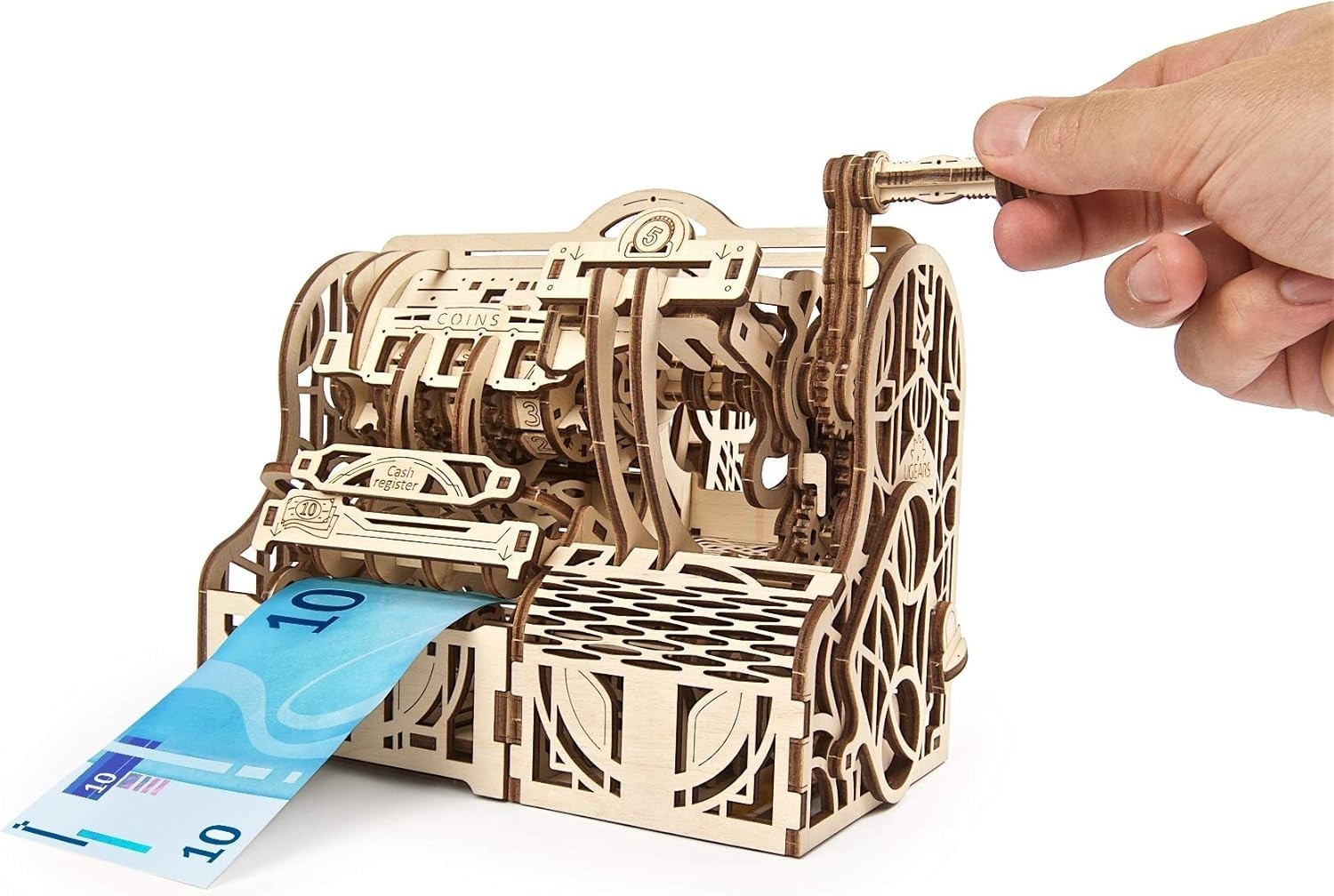 Mechanical 3D Wooden Cash Register Puzzle Kit with Money Storage Box