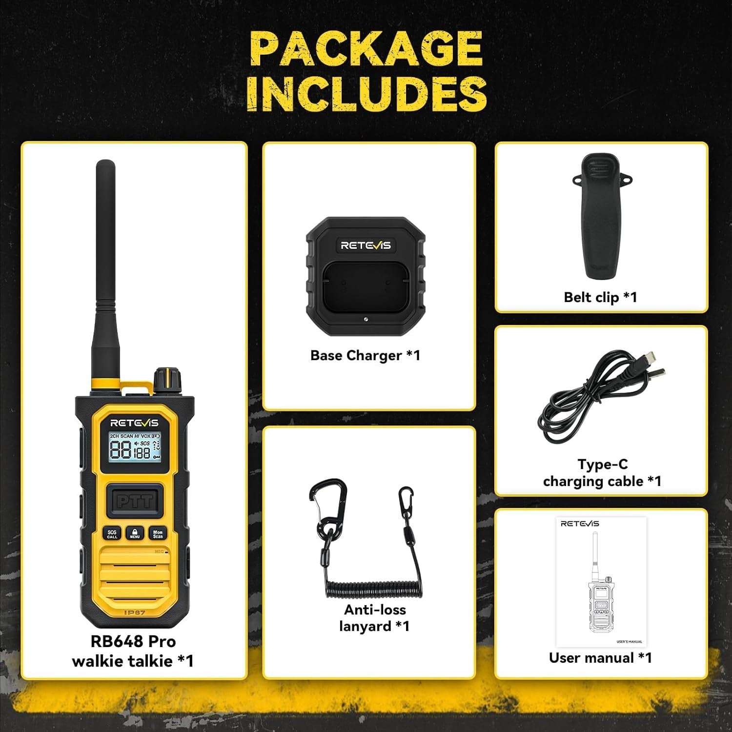 IP67 Waterproof Walkie Talkie Long Range 2800mAh AI Noise Cancel Radio