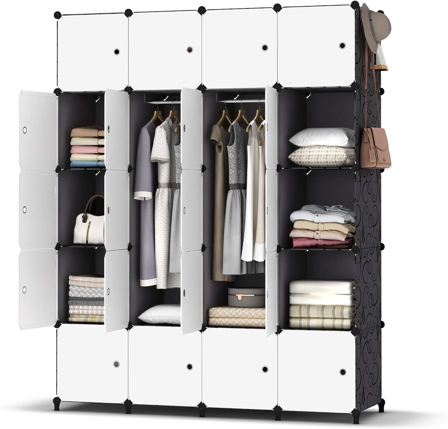 20 Cube Portable Wardrobe Closet with Hanging Rails Modular Storage Unit