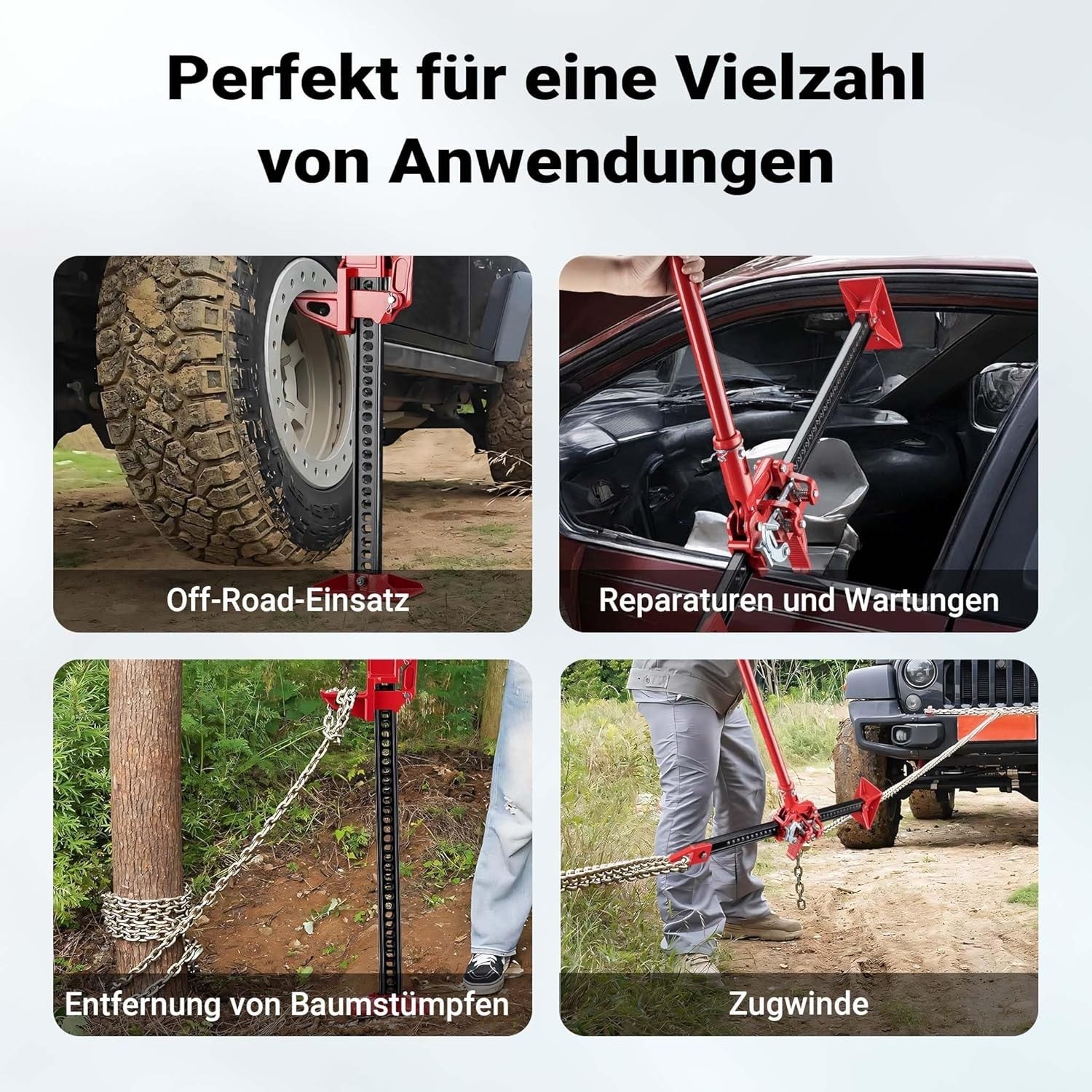 3 Ton Farm Jack Heavy Duty 4x4 Off-Road Lift 12.2–76cm Adjustable Steel Recovery