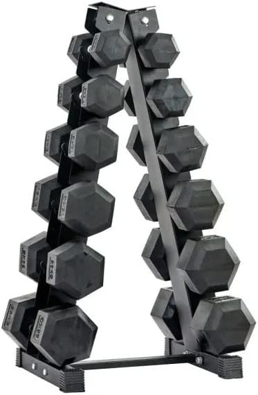 Hex Dumbbells Set with Rack 2.5–25kg Rubber Coated Home Gym Weights
