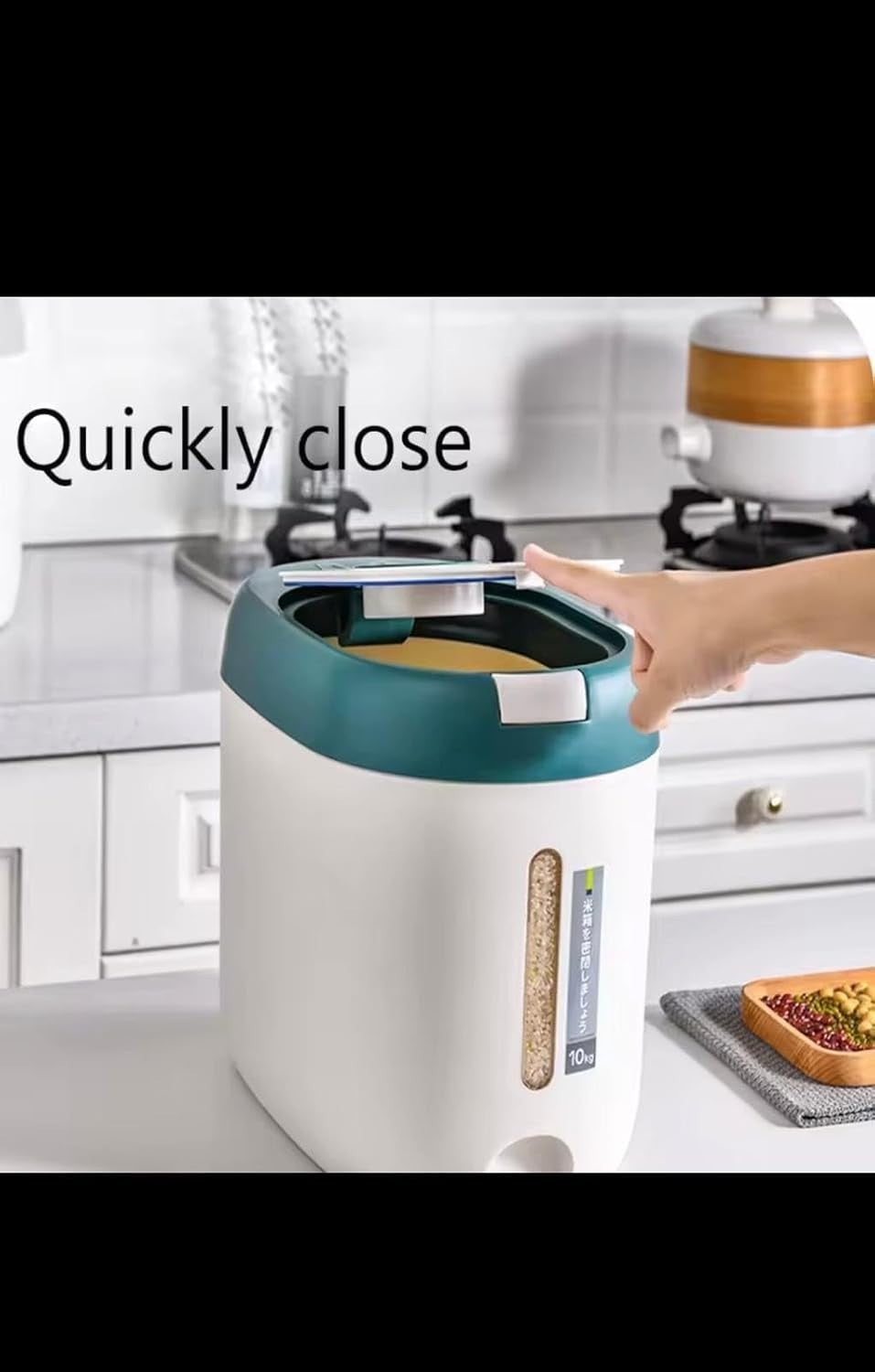 10KG Rice Dispenser Airtight Storage Container Grain Cereal Organizer