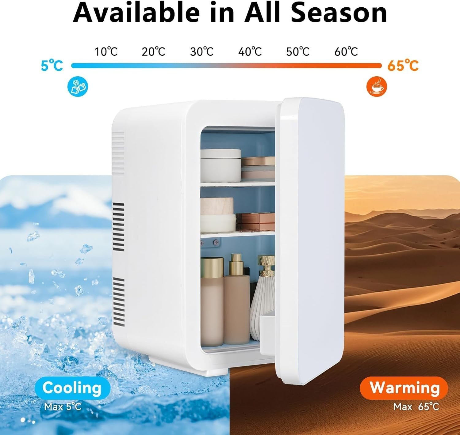10L Mini Fridge Portable AC/DC Cooler Warmer Skincare Drinks White