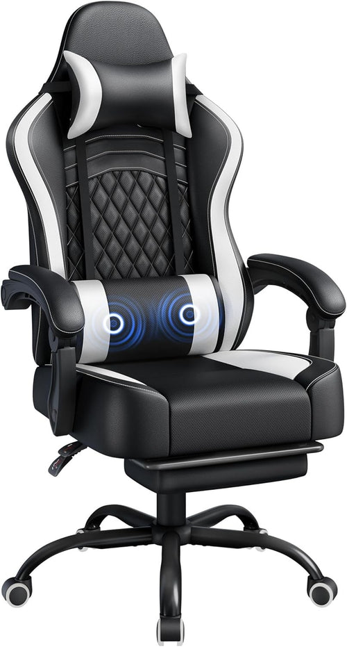 Ergonomic Gaming Chair with Footrest Massage Lumbar Support