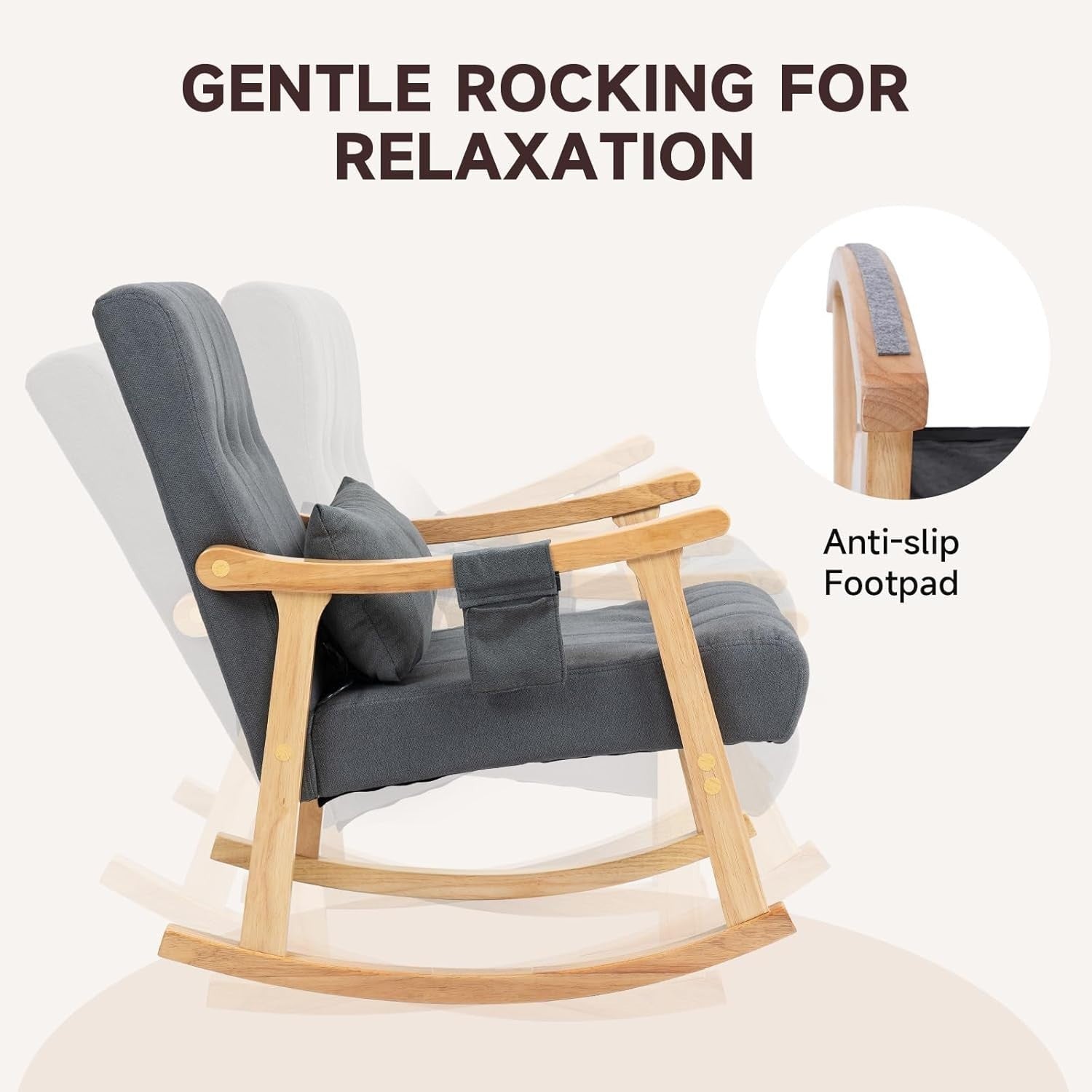 Massage Rocking Chair Grey – High Back, Comfy Support, Petite Fit, 330lbs