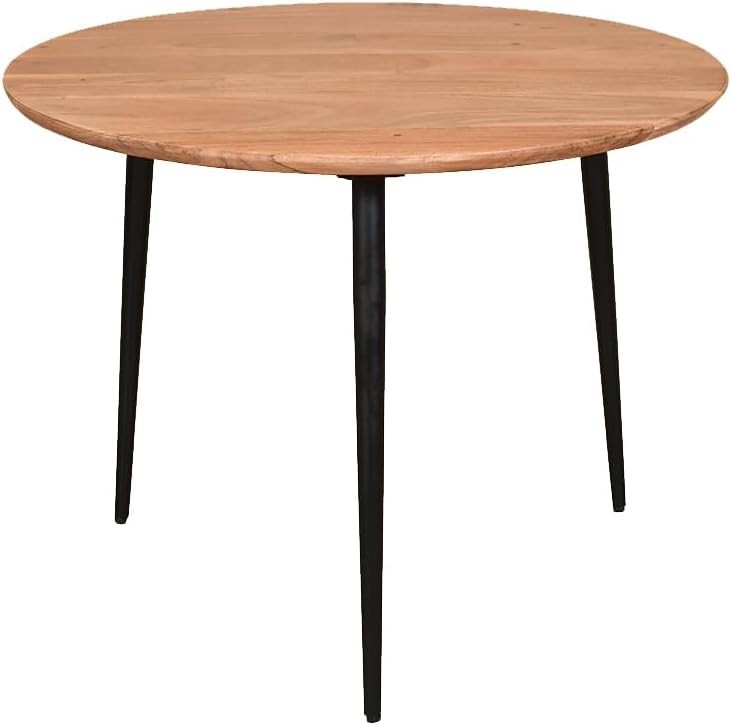3-Tier Nesting Coffee Table Set Acacia Wood Metal Frame Round Natural Finish