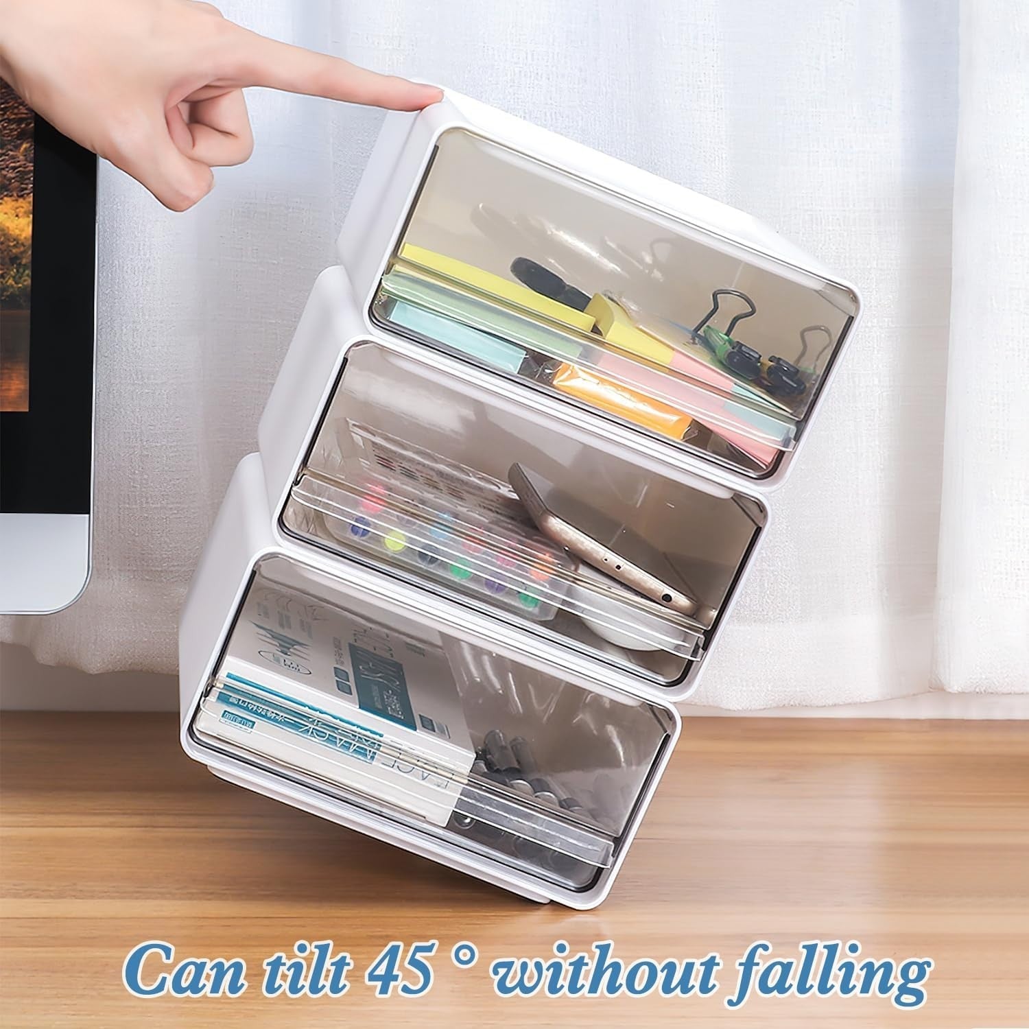 3-Tier Acrylic Desk Organiser – Stackable Drawer Storage Box