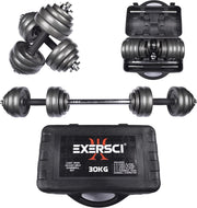 30kg Adjustable Cast Iron Weights Dumbbell Barbell Home Gym Set