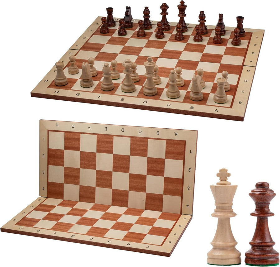 54cm Luxury Wooden Chess Set – Inlaid Sycamore Board & Weighted Pieces
