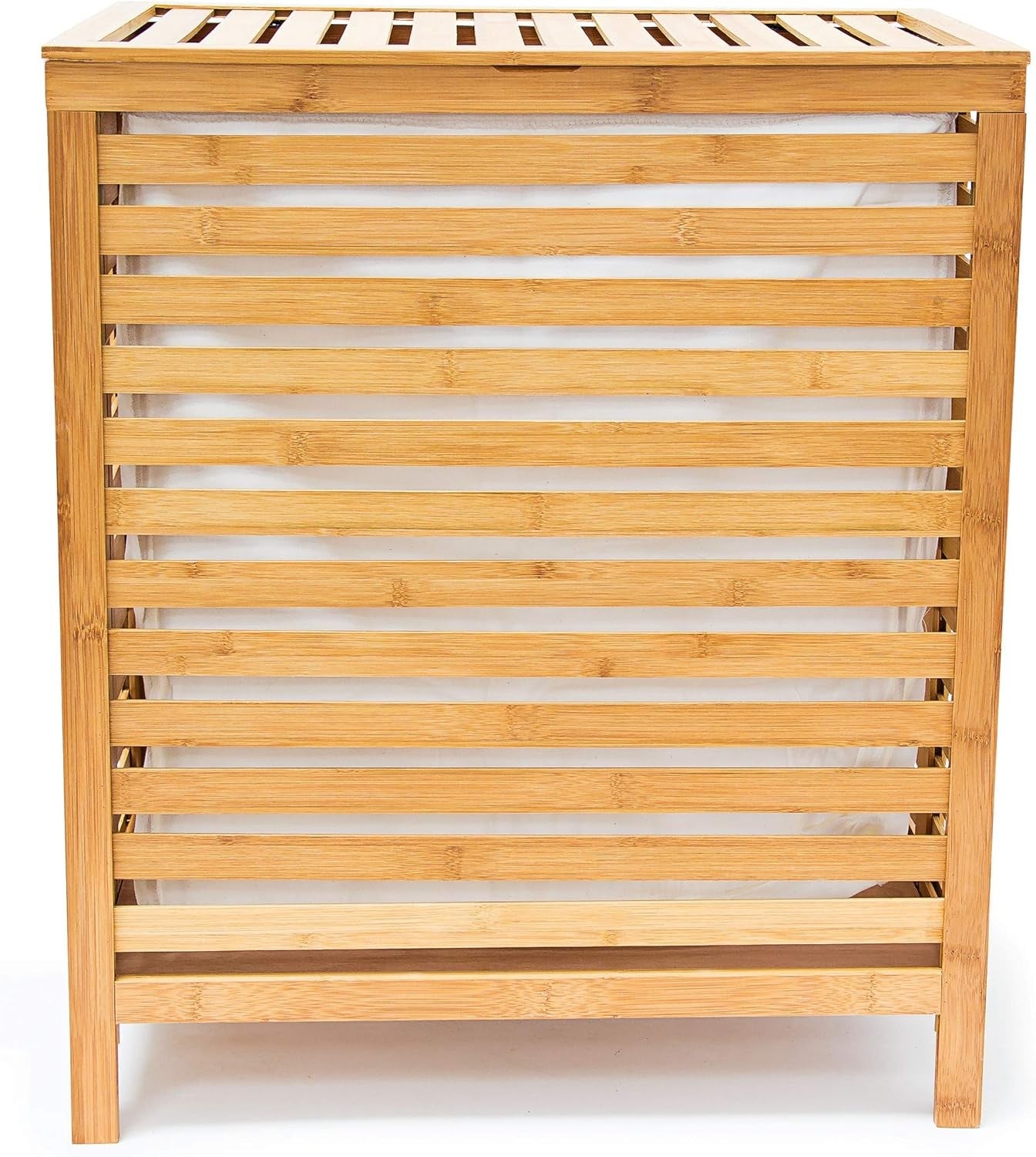 100L Natural Bamboo Laundry Hamper with Lid & Liner – Large Wooden Laundry Baske