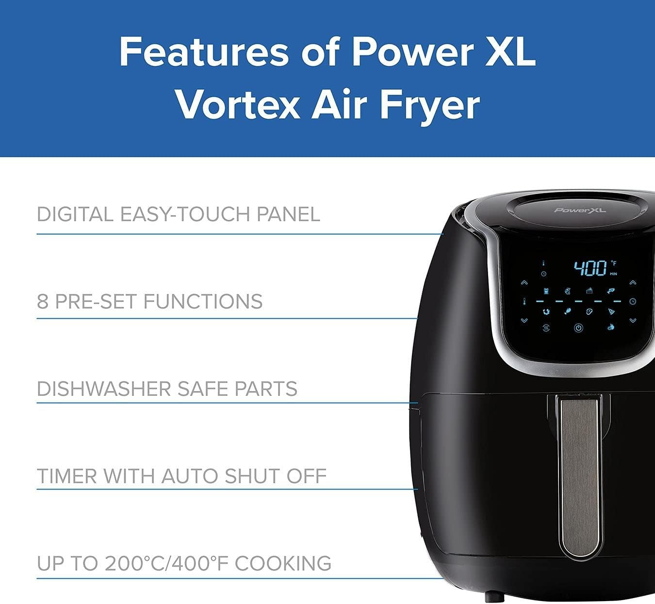2.8L Digital Air Fryer 4-in-1 Oil Free 360° Air Technology