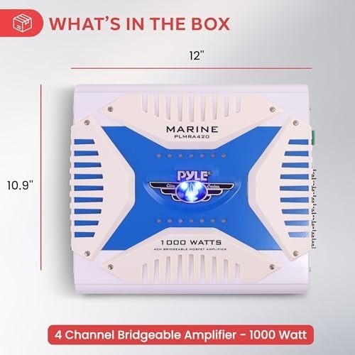1000W 4-Channel Marine MOSFET Amp PLMRA420 Waterproof Bridgeable