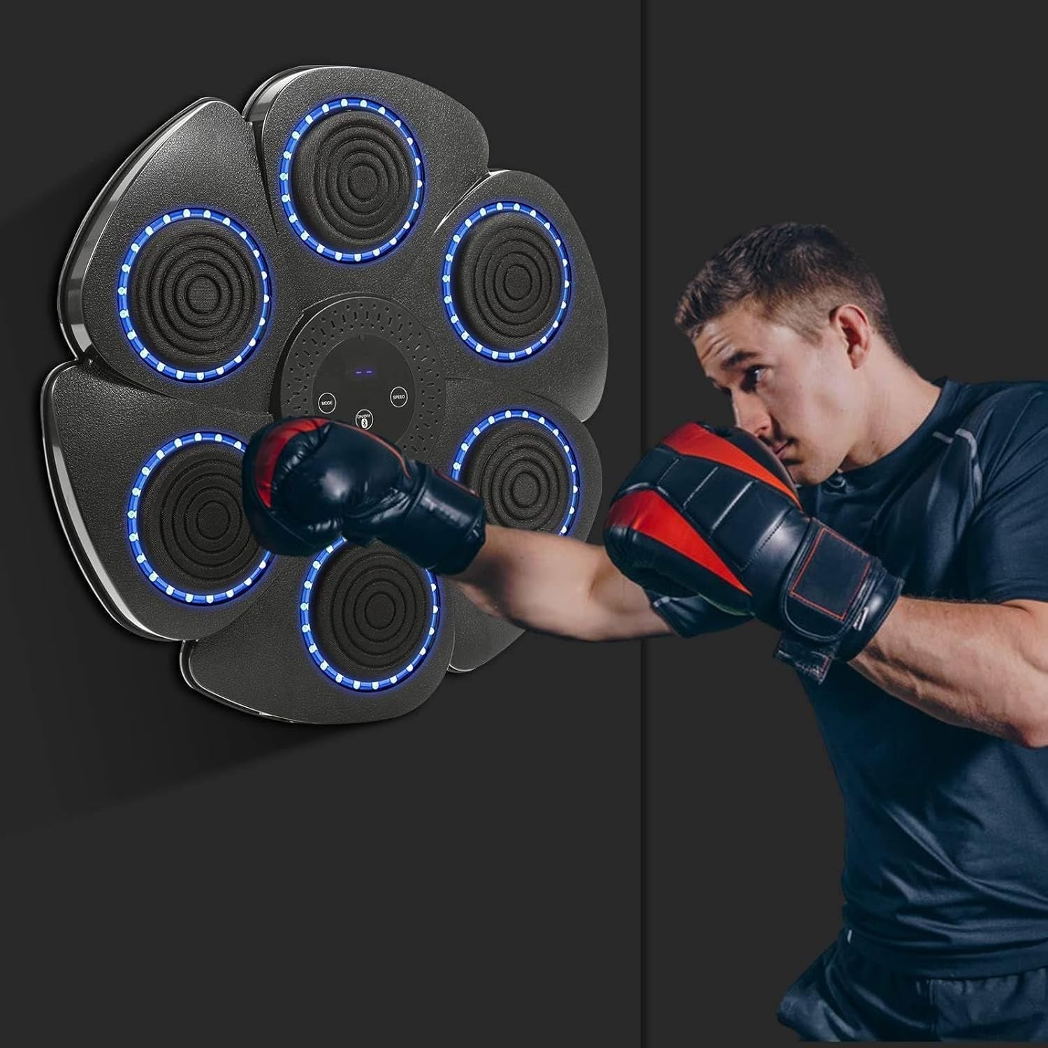 Music Boxing Machine Bluetooth LED Wall Mount Punch Trainer Home Fitness