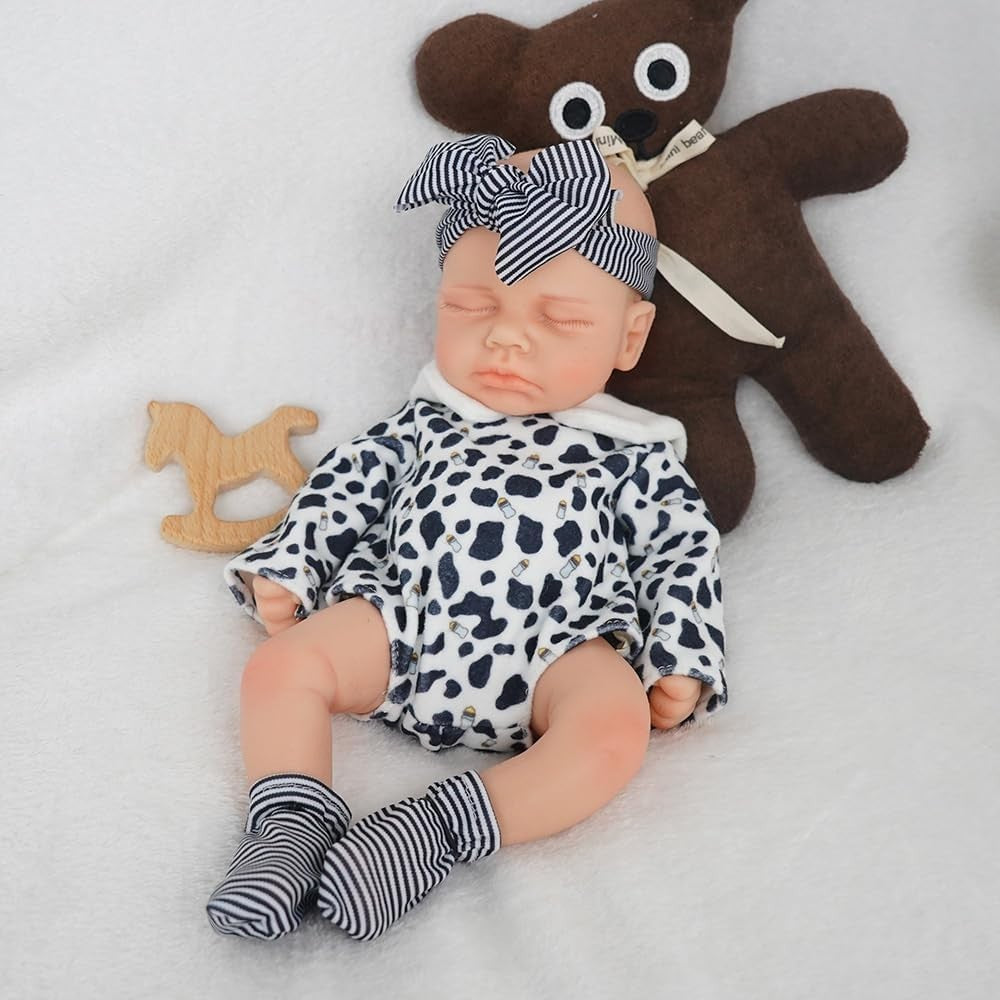 12” Full Silicone Reborn Baby Doll Boy Sleeping Pose Realistic Veins