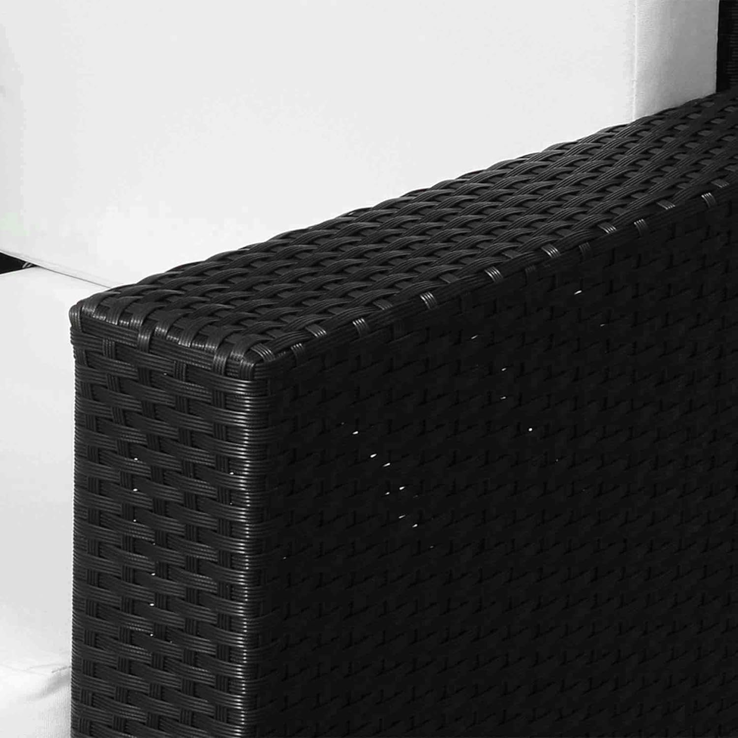 Rattan Garden Armchair with Cushion Black Outdoor Patio Lounge Single Seater
