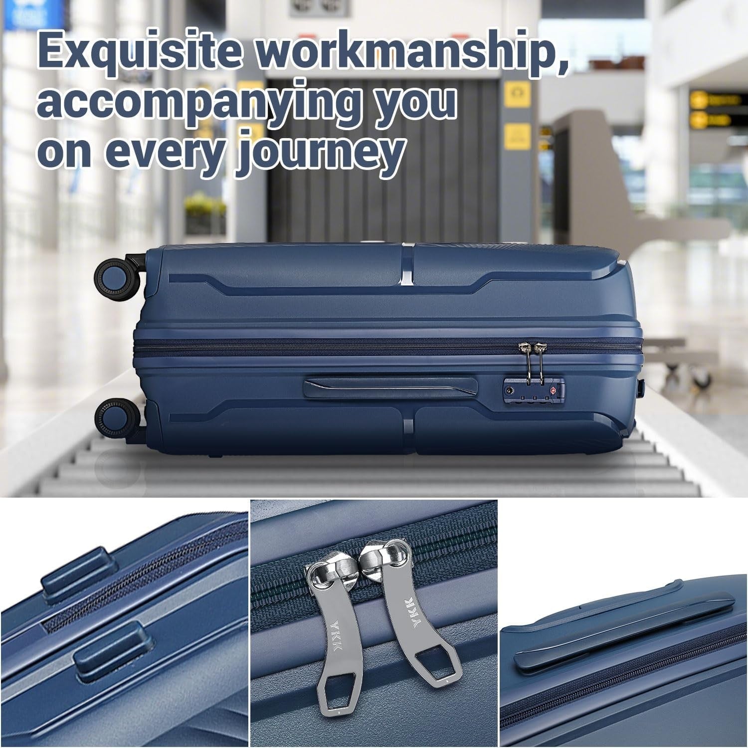 Large Hard Shell Suitcase 4 Spinner Wheels Lightweight PP TSA Lock 106L