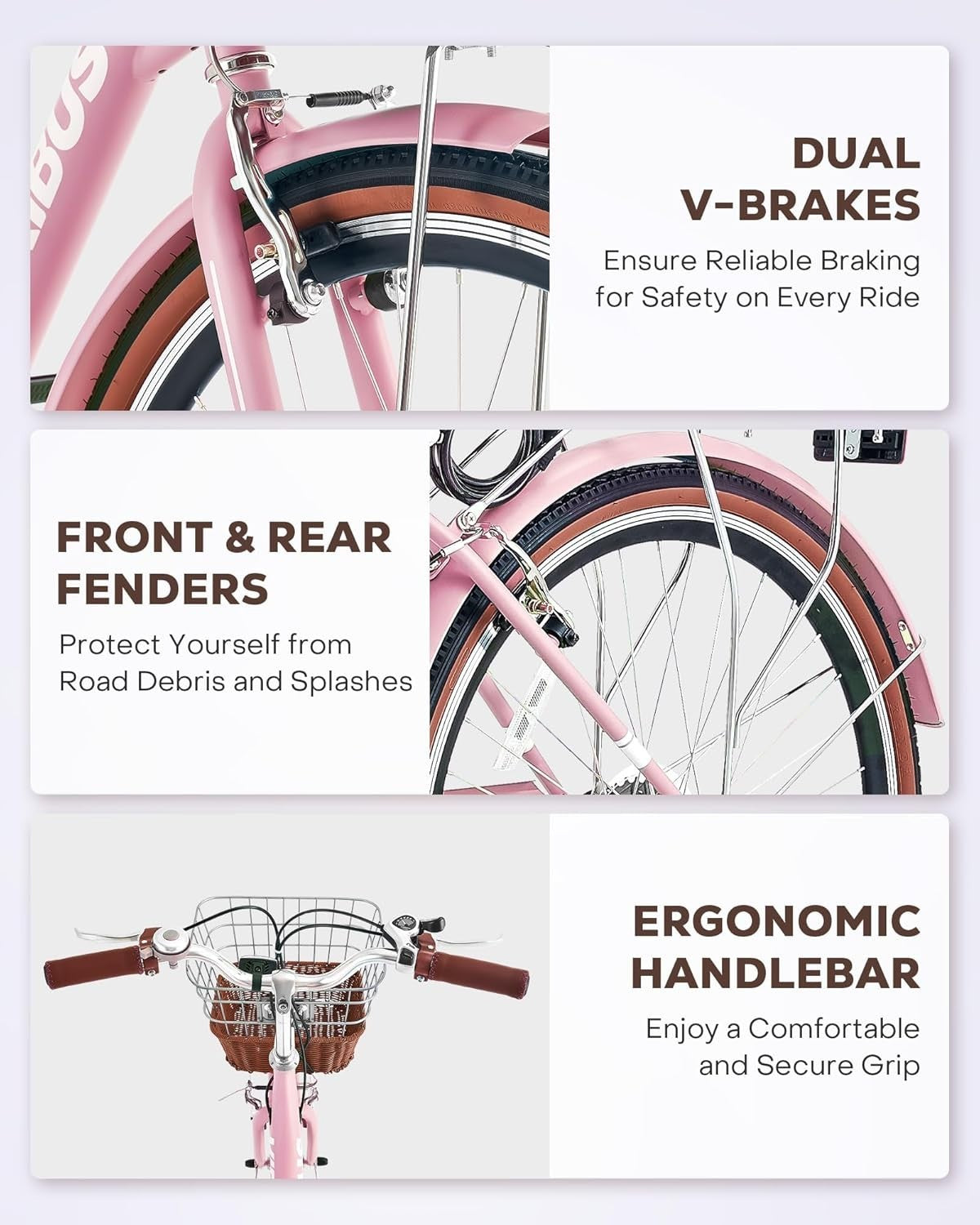 Women’s 24" Cruiser Bike 7-Speed Step-Through Frame Rattan Basket Rack