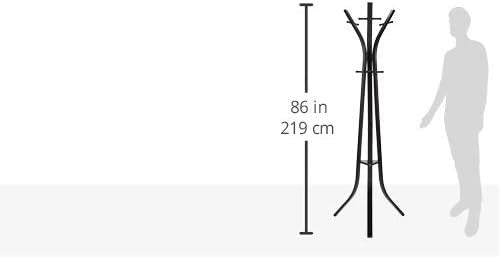 Black Metal Freestanding Coat & Hat Rack | 9 Hook Standing Organizer for Hallway