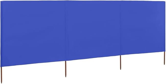 Blue 3-Panel Outdoor Wind Screen 400x80cm Camping Garden Privacy Divider Shelter