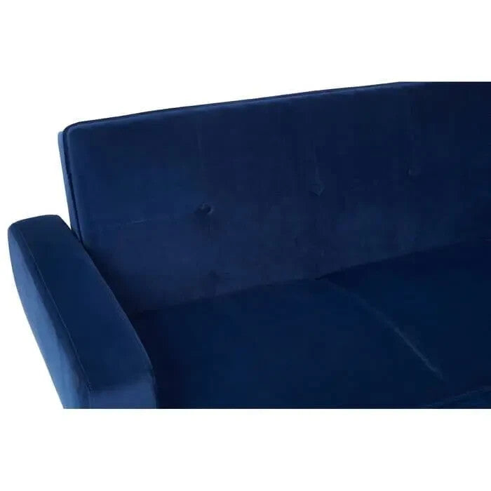 Navy Velvet Corner Sofa Bed 3 Seater Modern L-Shaped Soft Touch Couch