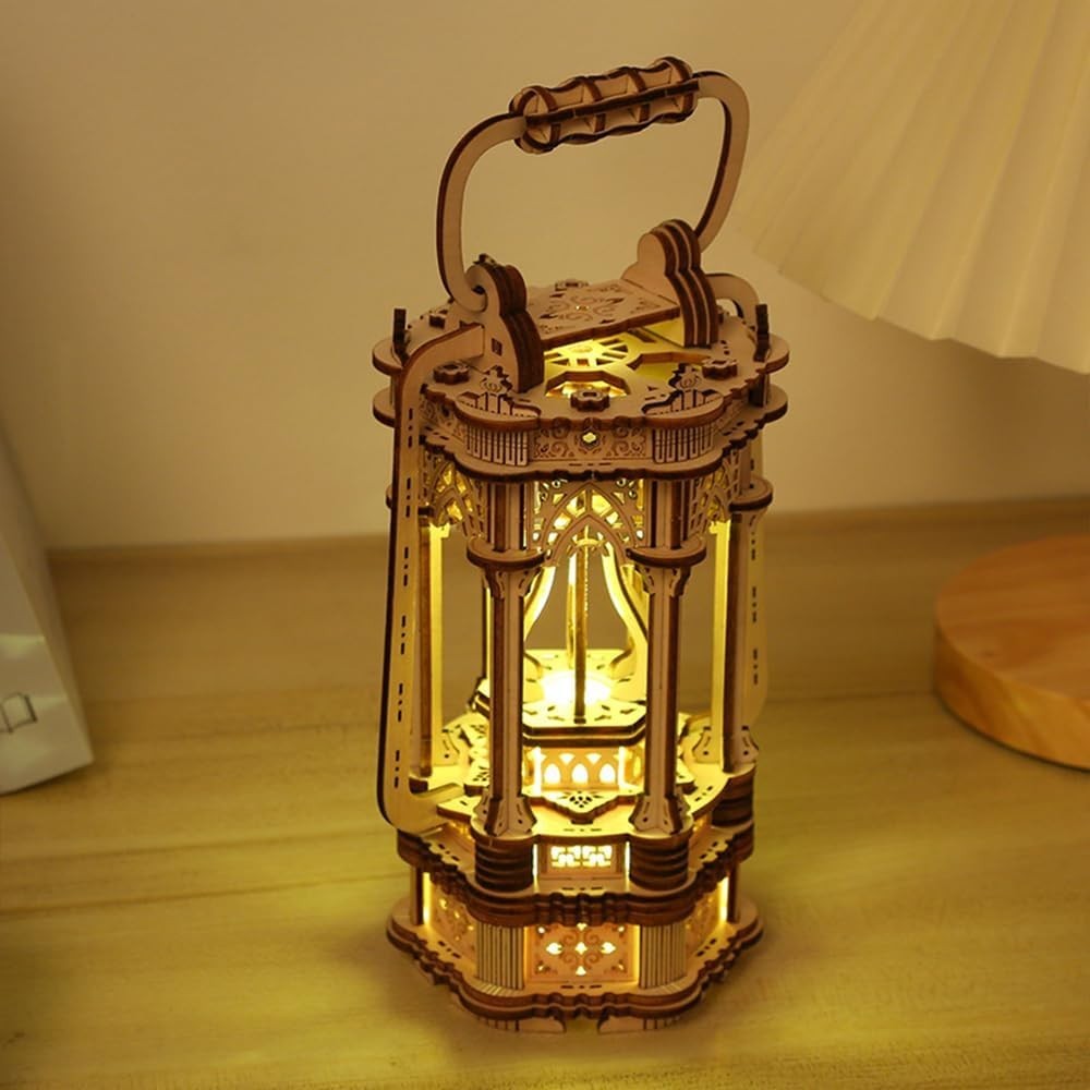 3D Wooden Lantern Puzzle Model DIY Kit – No Glue, Skill-Building Craft