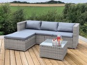 Outdoor Rattan Corner Sofa Set - Modular 4-Piece Patio Lounge, Weatherproof